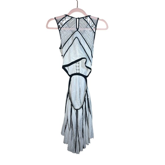 Free People Byzantina Solid Mini Dress Lace Raw Frayed Hem Back Side Cutouts XS - Picture 14 of 16